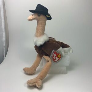 Ty Beanie Babies Stretch Ostrich Plush with Cowboy Hat VTG/NWT